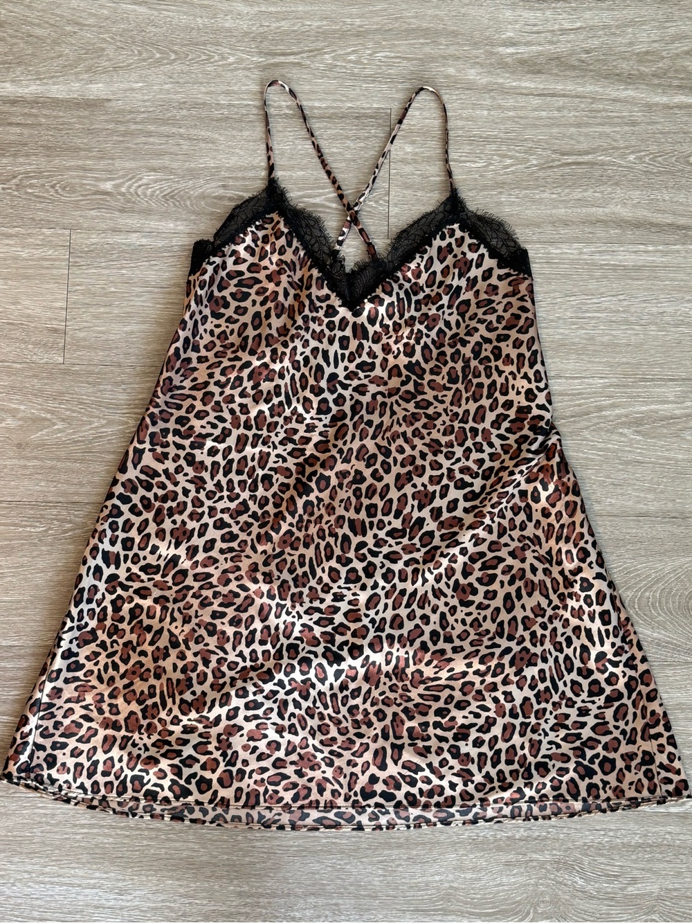 In Bloom Leopard Print Satin Chemise